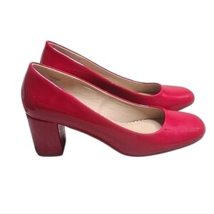 Journee Collection Red Patent Leather Miranda Block Heel Pumps